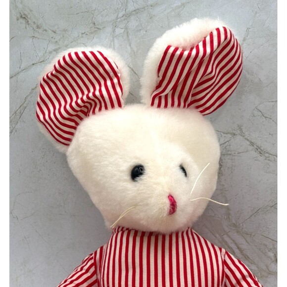 Vintage Eden Toys Red & White Striped Plush Mouse 18″ Soft Toy 1980-90s USA Made - Picture 2 of 15